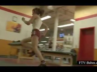 Teen sex film film siren working out topless at the gym